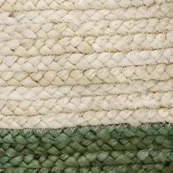 Green and Cream Woven Basket with Tassel, 17 in.