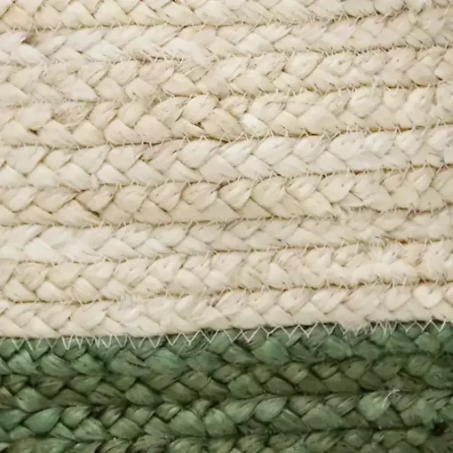 Green and Cream Woven Basket with Tassel, 17 in.
