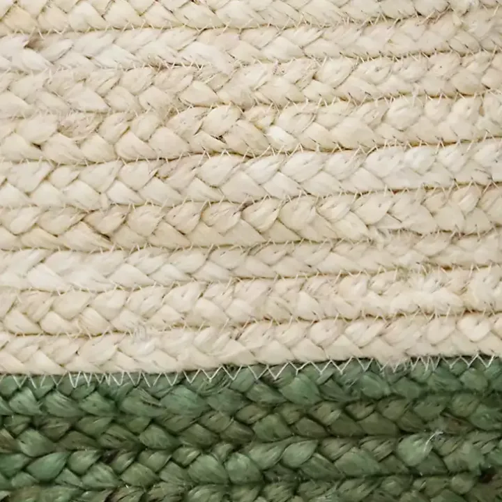 Green and Cream Woven Basket with Tassel, 17 in.