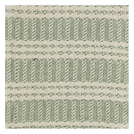 Green and Ivory Striped Cotton Throw
