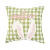 Green and White Gingham Bunny Ears Pillow