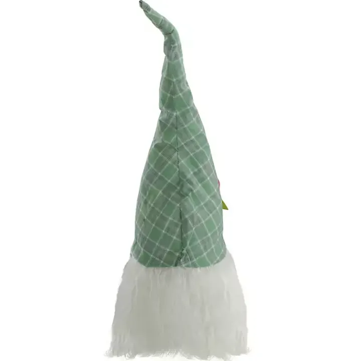 Green and White Plaid Gnome Shelf Sitter