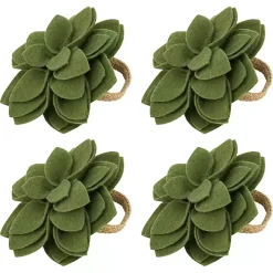 Green Blossom Napkin Rings, Set of 4