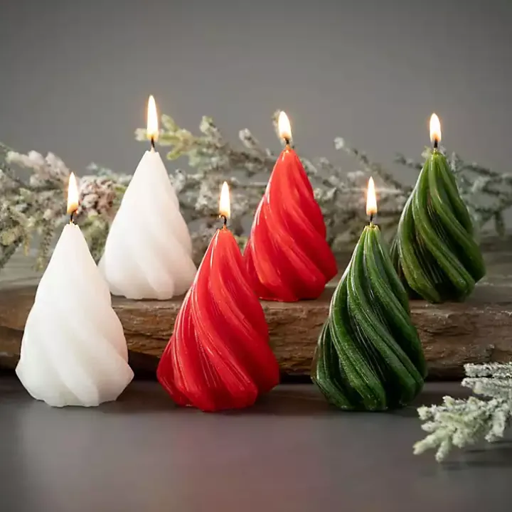Green Christmas Tree Kitira Candles, Set of 2