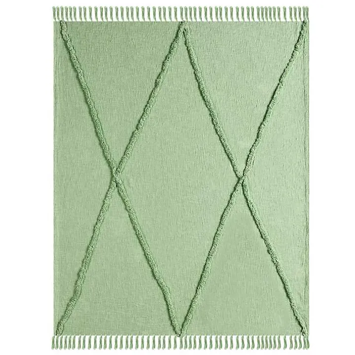 Green Diamond Tufted Cotton Throw