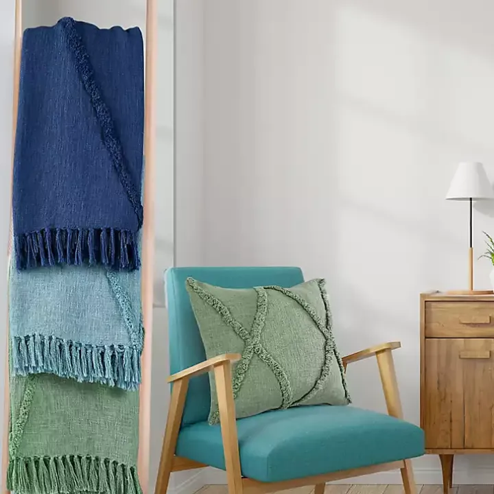 Green Diamond Tufted Cotton Throw