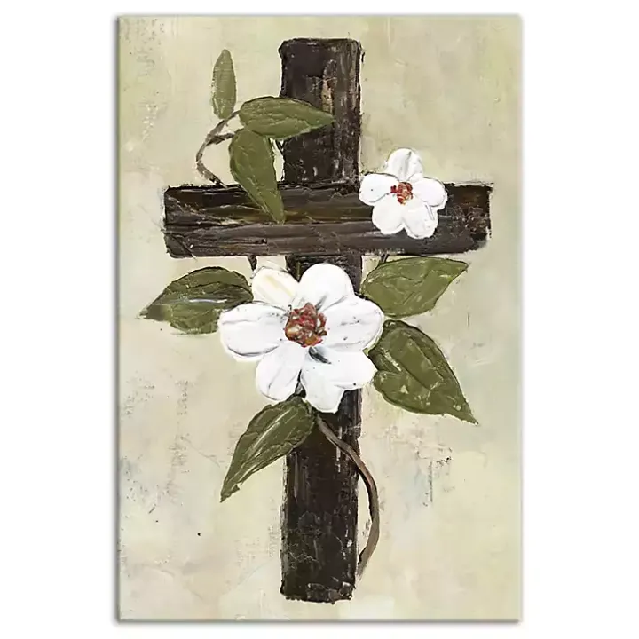 Green Easter Cross Canvas Art Print