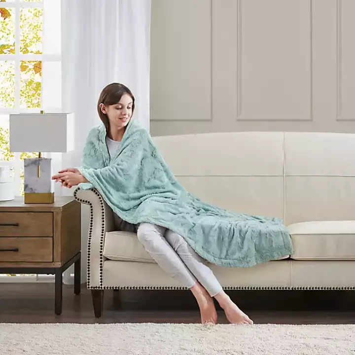 Green Faux Fur Oversized Throw