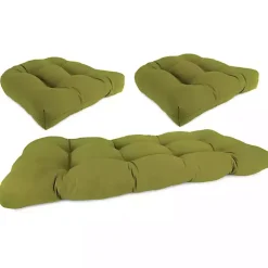 Green French Edge 3-pc. Outdoor Wicker Cushion Set