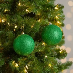 Green Glitter Ball 2-pc. Ornament Set, 4 in.