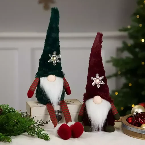 Green Gnome with LED Snowflake