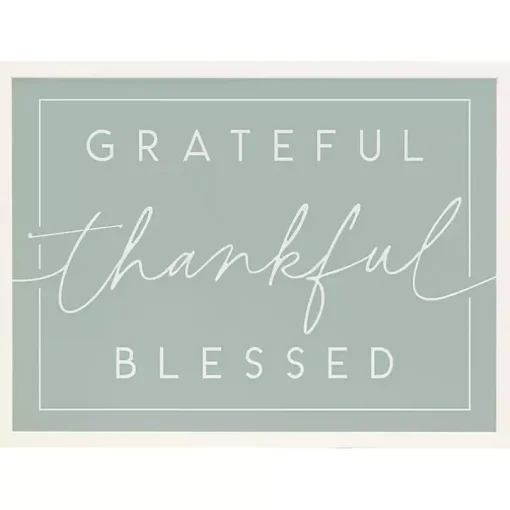 Green Grateful Thankful Framed Wall Plaque