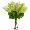 Green Lilac Arrangement in Glass Vase