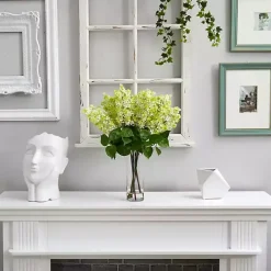 Green Lilac Arrangement in Glass Vase
