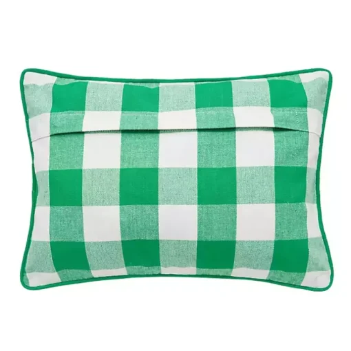 Green Luck Clovers Plaid Pillow