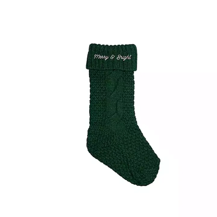 Green Merry & Bright Cable Knit Stocking