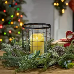 Green Pineberry Window Pane Candle Centerpiece
