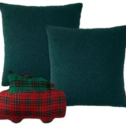 Green Plaid and Camper Pillows, Set of 3
