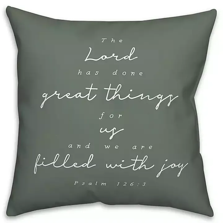 Green Psalm 126:3 Indoor/Outdoor Pillow