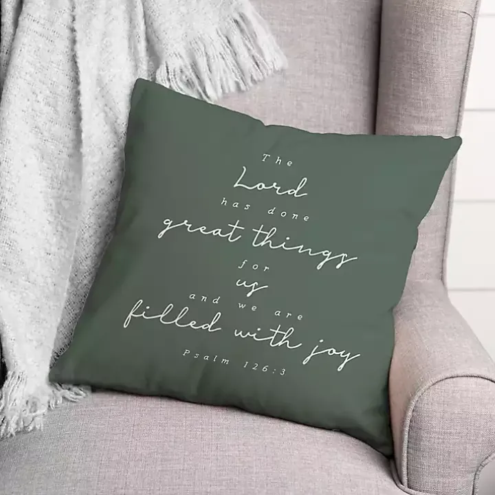 Green Psalm 126:3 Indoor/Outdoor Pillow