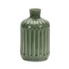 Green Ribbed Terracotta Vase, 7 in.
