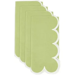 Green Scalloped Edge Napkins, Set of 4