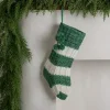 Green Striped Knit Christmas Stocking