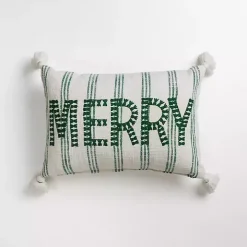 Green Striped Merry Lumbar Pillow