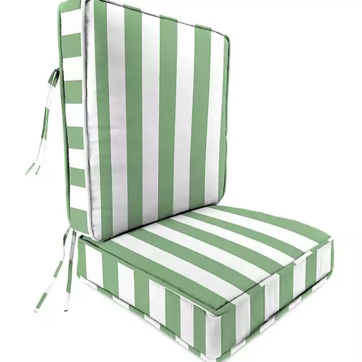 Green Striped Outdoor Deep Seat Cushion