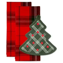 Green Tree Plaid 3-pc. Dishtowel & Potholder Set