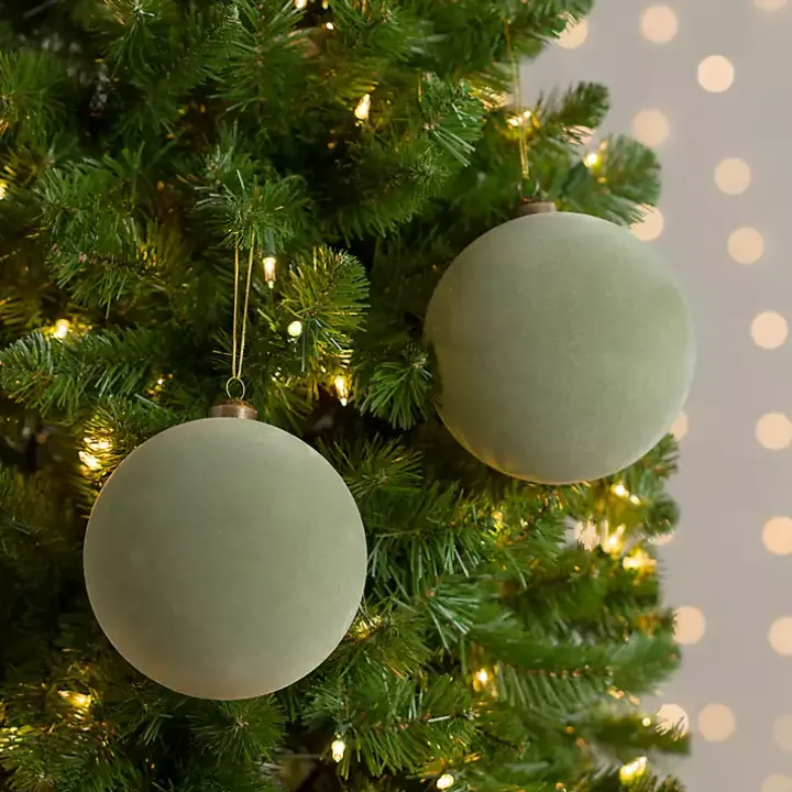 Green Velvet Ball 2-pc. Ornament Set, 6 in.
