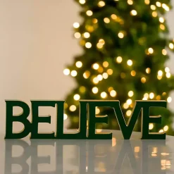 Green Velvet Believe Tabletop Sign
