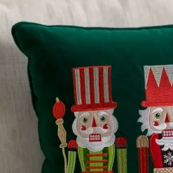 Green Velvet Nutcracker Trio Pillow
