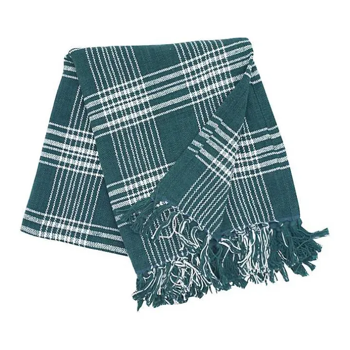 Green White Plaid Christmas Throw Blanket