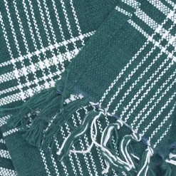 Green White Plaid Christmas Throw Blanket
