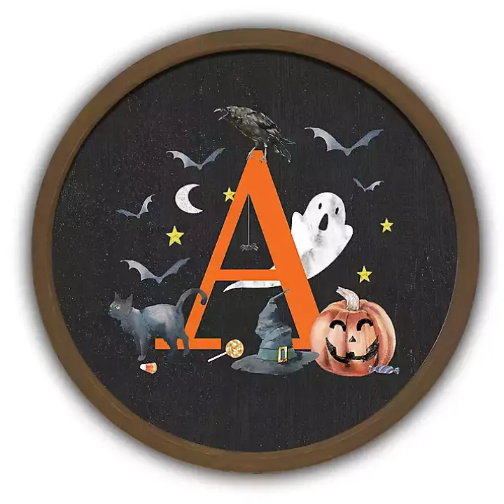 Halloween Monogram A Brown Framed Wall Plaque