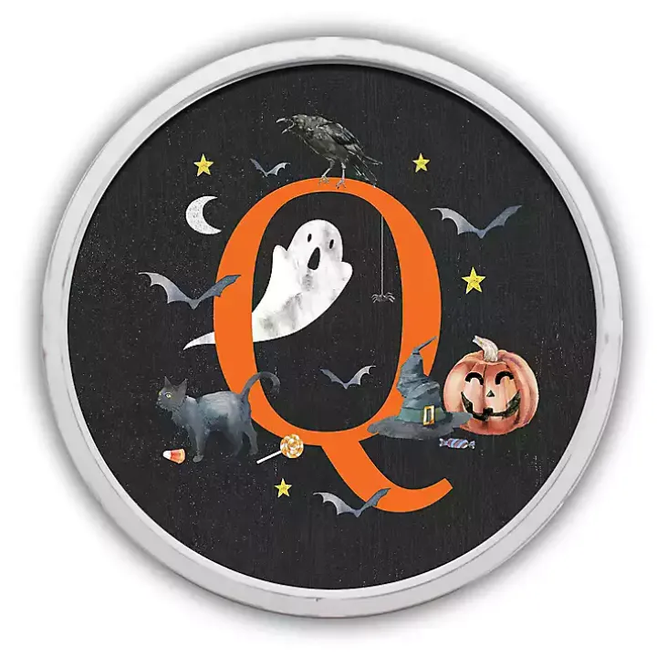 Halloween Monogram Q White Framed Wall Plaque
