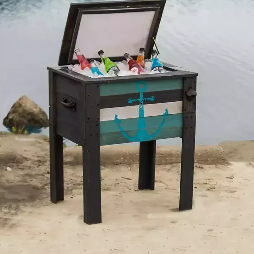 Handcrafted Wood Anchor Outdoor Patio Cooler