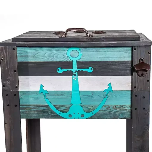 Handcrafted Wood Anchor Outdoor Patio Cooler