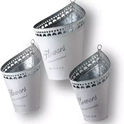 Hanging Galvanized Steel Planters, Set of 3