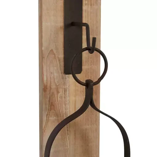 Hanging Lantern Fir Wood and Iron Sconce