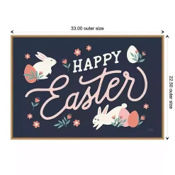 Happy Easter Bunnies Framed Canvas Art Print