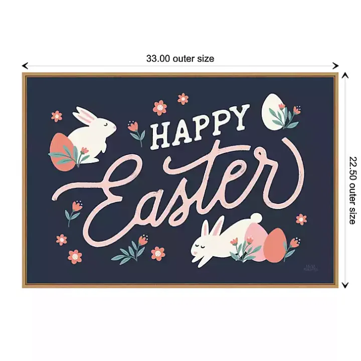 Happy Easter Bunnies Framed Canvas Art Print