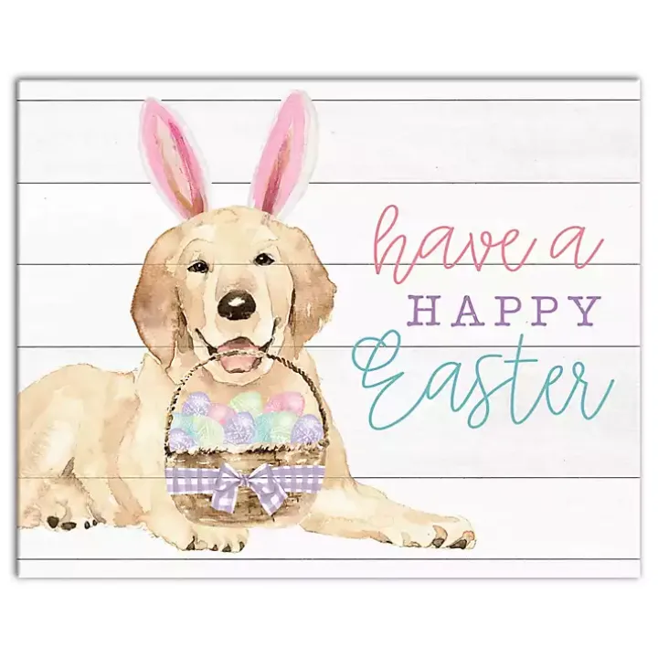 Happy Easter Puppy Canvas Wall Plaque