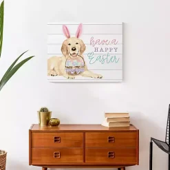 Happy Easter Puppy Canvas Wall Plaque