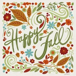 Happy Fall Foliage Swirls Framed Wall Art