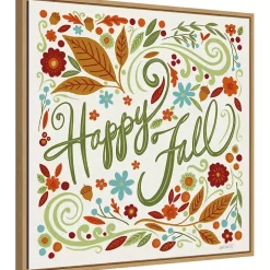 Happy Fall Foliage Swirls Framed Wall Art
