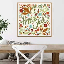 Happy Fall Foliage Swirls Framed Wall Art