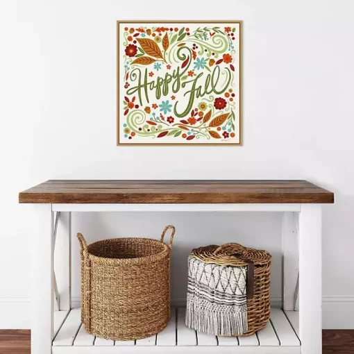 Happy Fall Foliage Swirls Framed Wall Art
