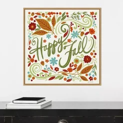 Happy Fall Foliage Swirls Framed Wall Art